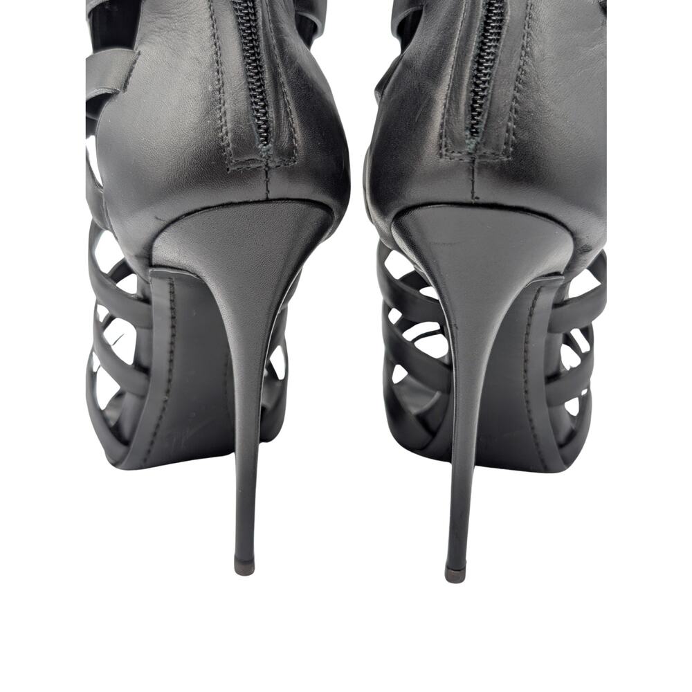 Giuseppe Zanotti Coline Black Leather Gladiator Knee High Cage Heels Size 37.5 - Picture 6 of 10